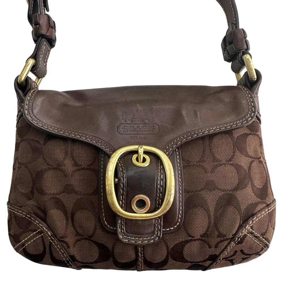 Coach 11441 Bleecker Soho Bag Vintage Brown Signature Canvas Flap Shoulder Purse